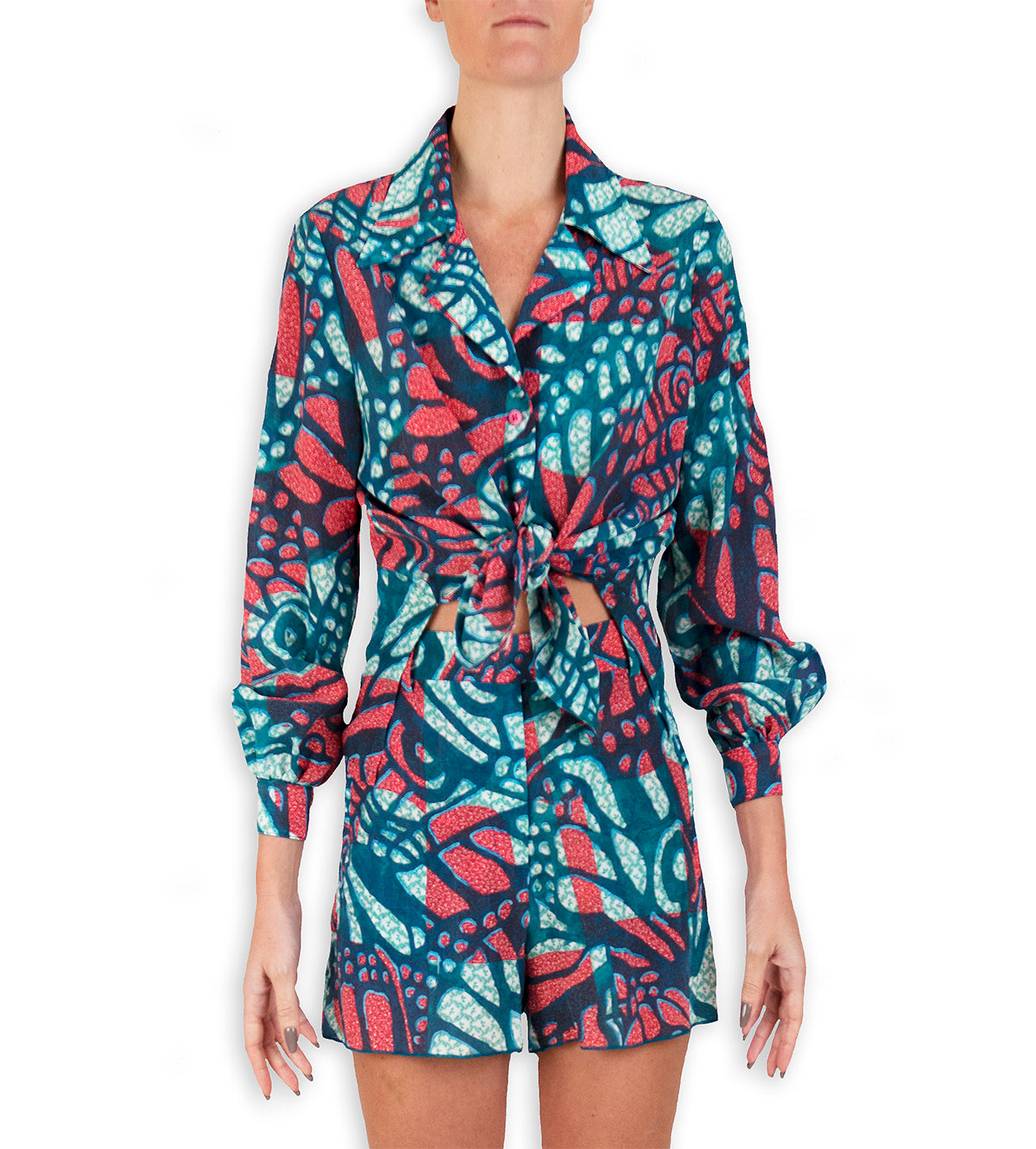 Surrealism in Flight 70's Button Down Blouse