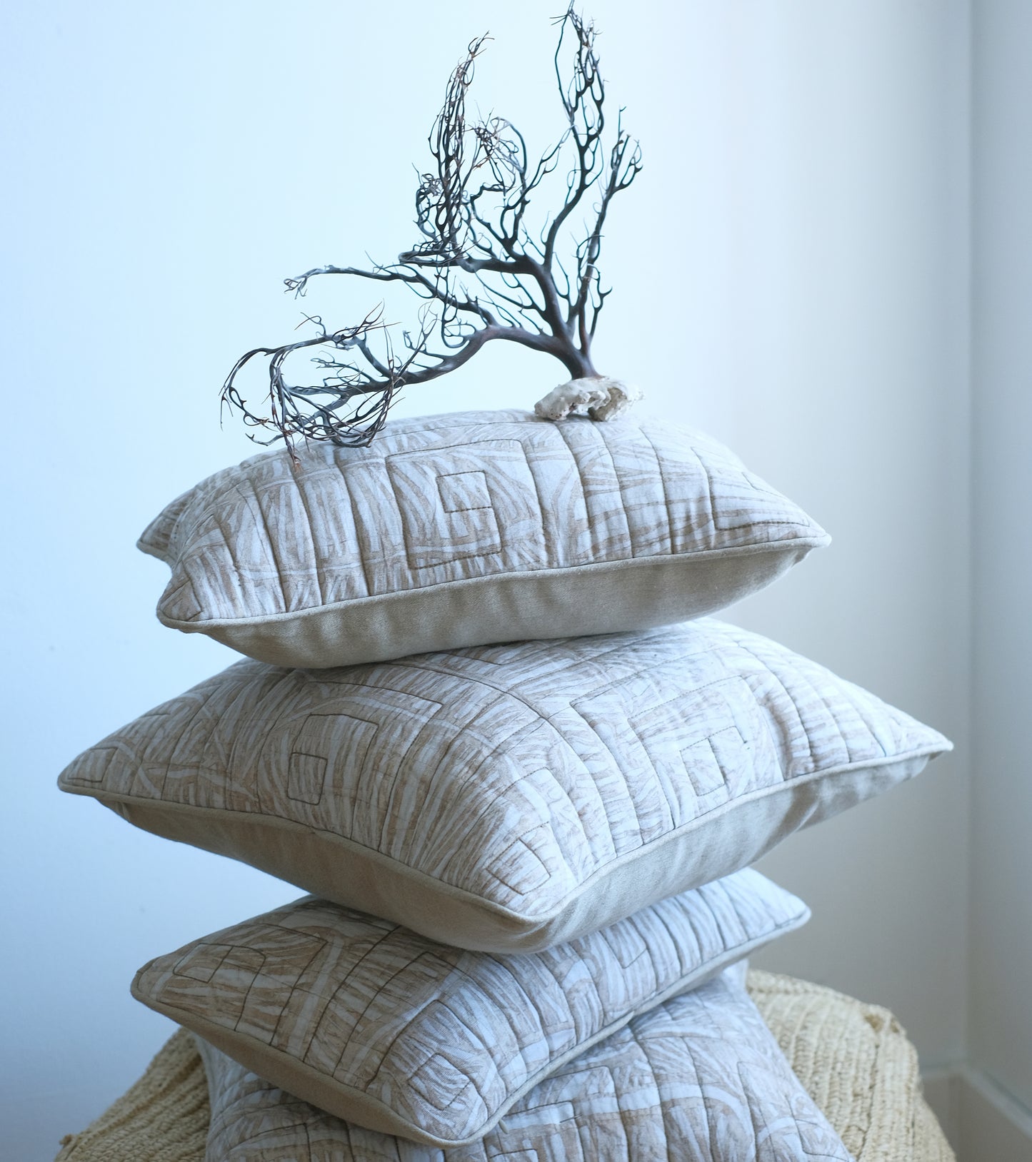 Serene Maximalism Quilted Lumbar Decorative Pillow