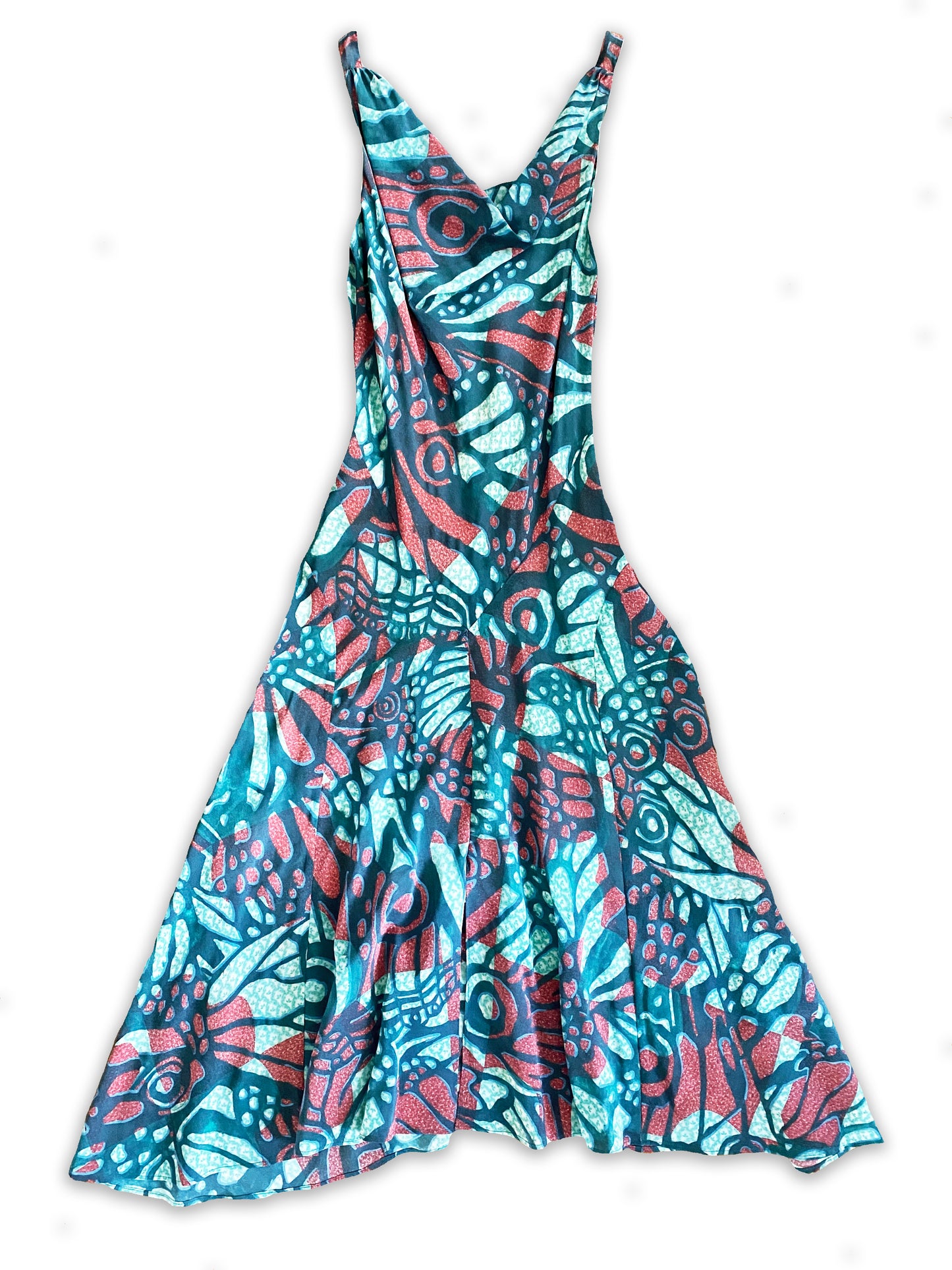 Surrealism in Flight Patchworked Pieced Silk Dress