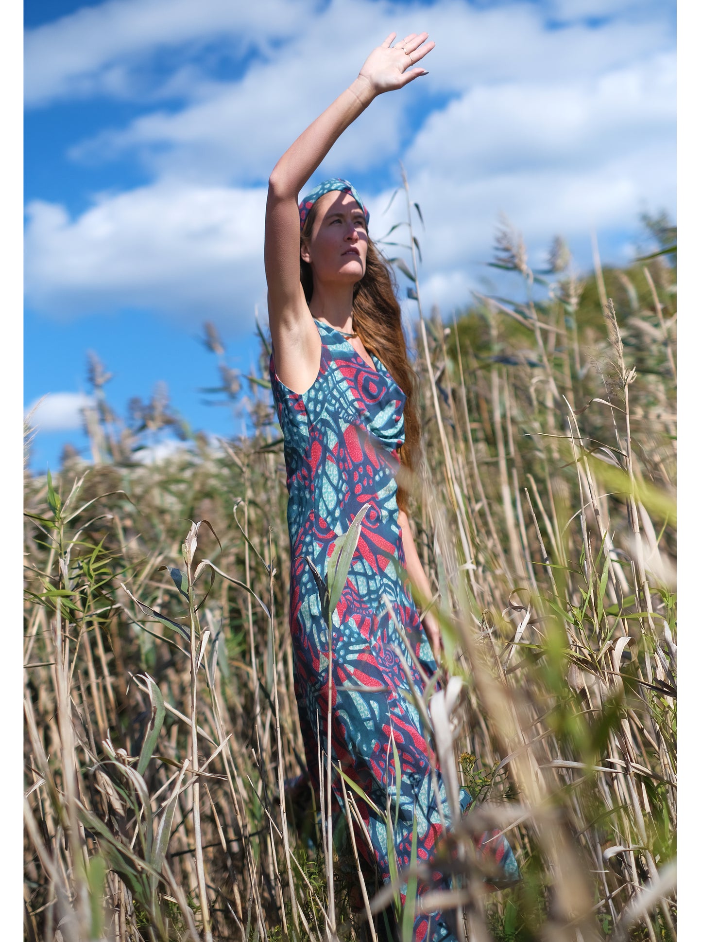 Surrealism in Flight Patchworked Pieced Silk Dress