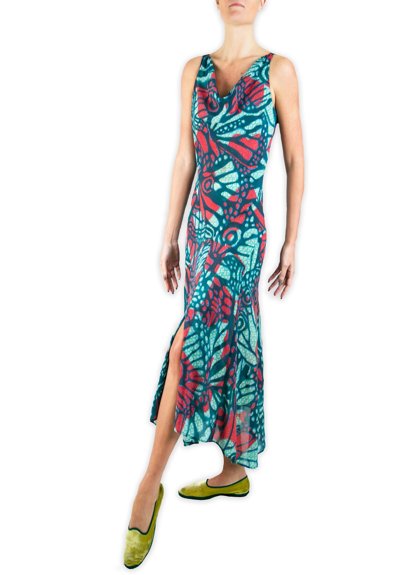 Surrealism in Flight Patchworked Pieced Silk Dress