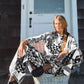 Urban Cross-Over Dolman Sleeve Blouse Black & White