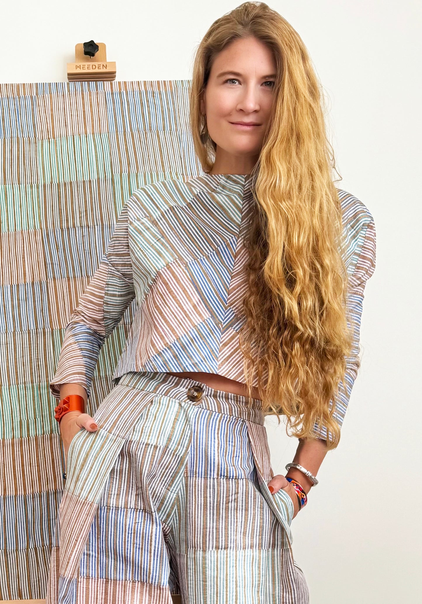 Patternier Ticking Stripe Dolman Sleeve Blouse