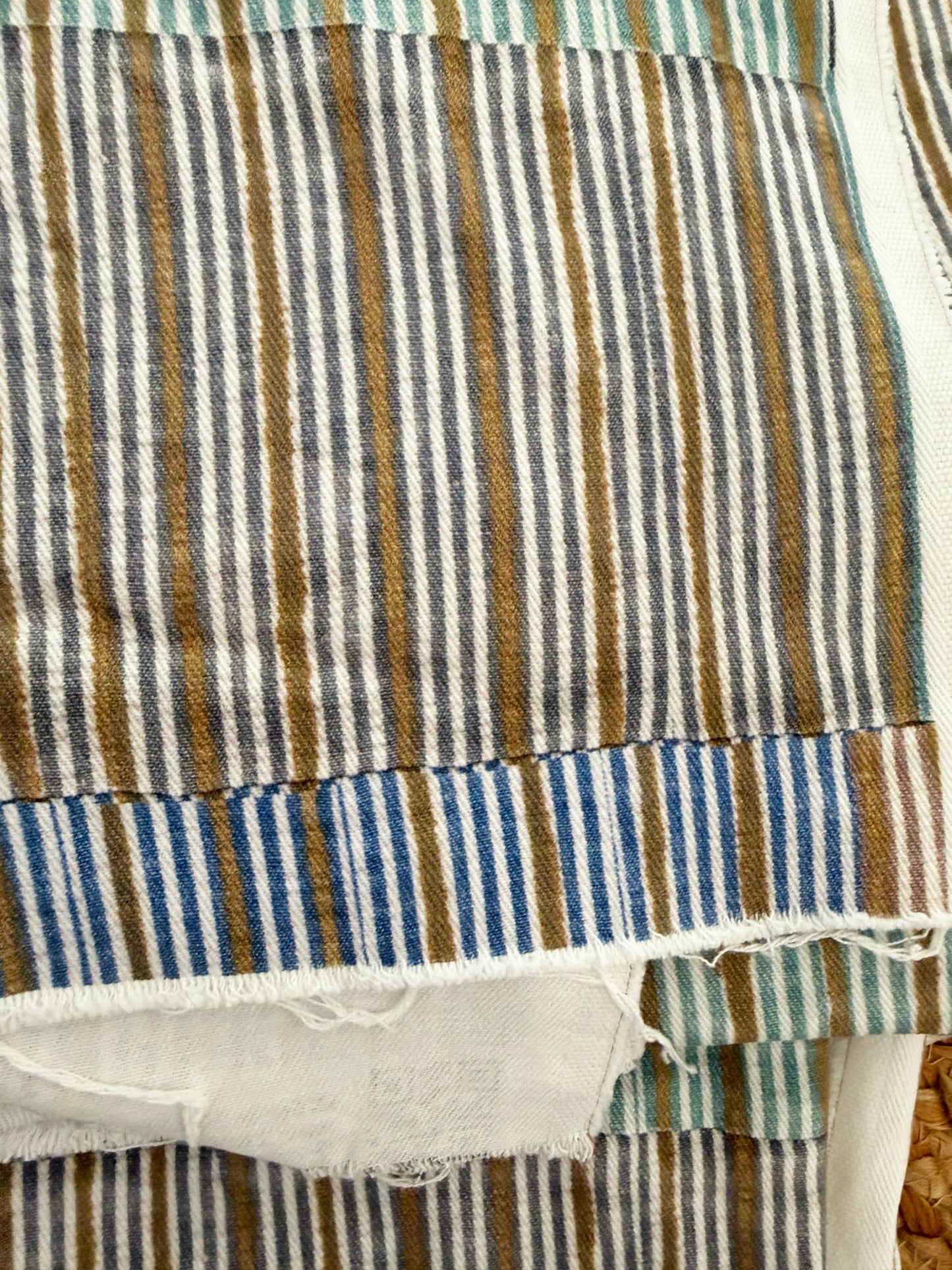 Denim Patternier Jean Short in Ticking Stripe Pattern