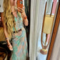 Patternier Ticking Stripe Patchworked Pieced Silk Bias Dress