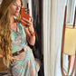 Patternier Ticking Stripe Patchworked Pieced Silk Bias Dress