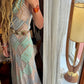 Patternier Ticking Stripe Patchworked Pieced Silk Bias Dress