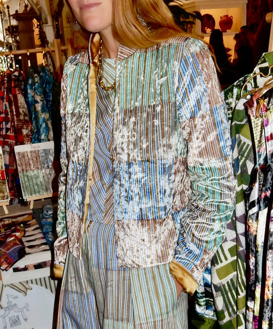 Patternier Ticking Stripe Velvet Jacket