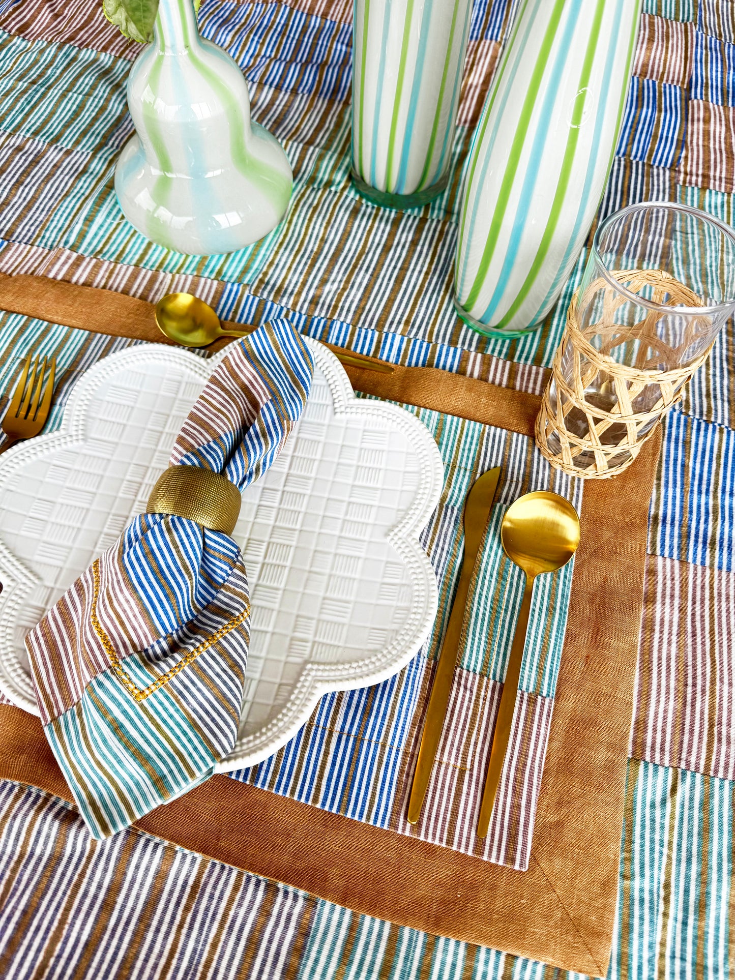 Patternier Ticking Stripe Hem-Stitch Napkin