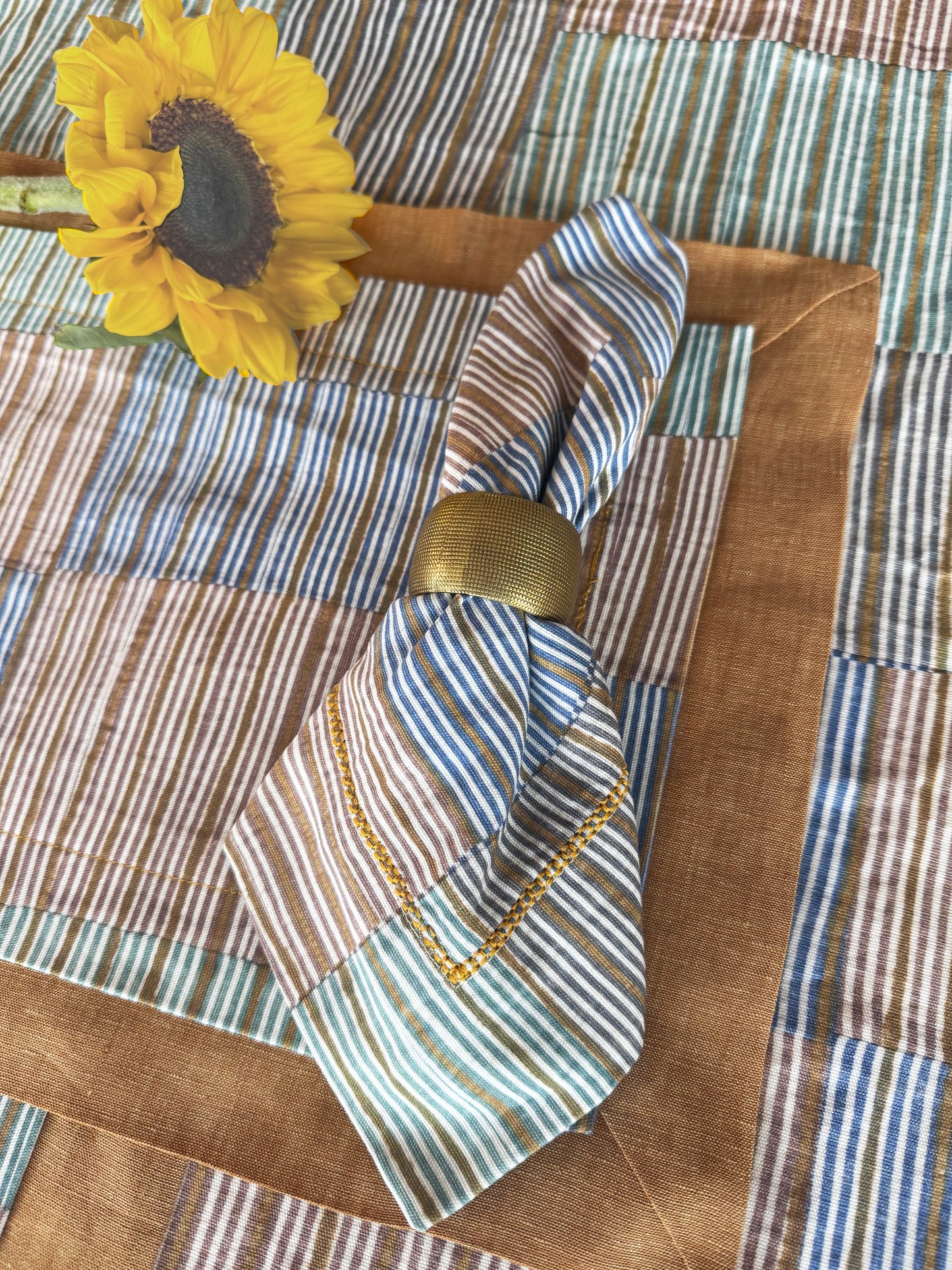 Patternier Ticking Stripe Hem-Stitch Napkin
