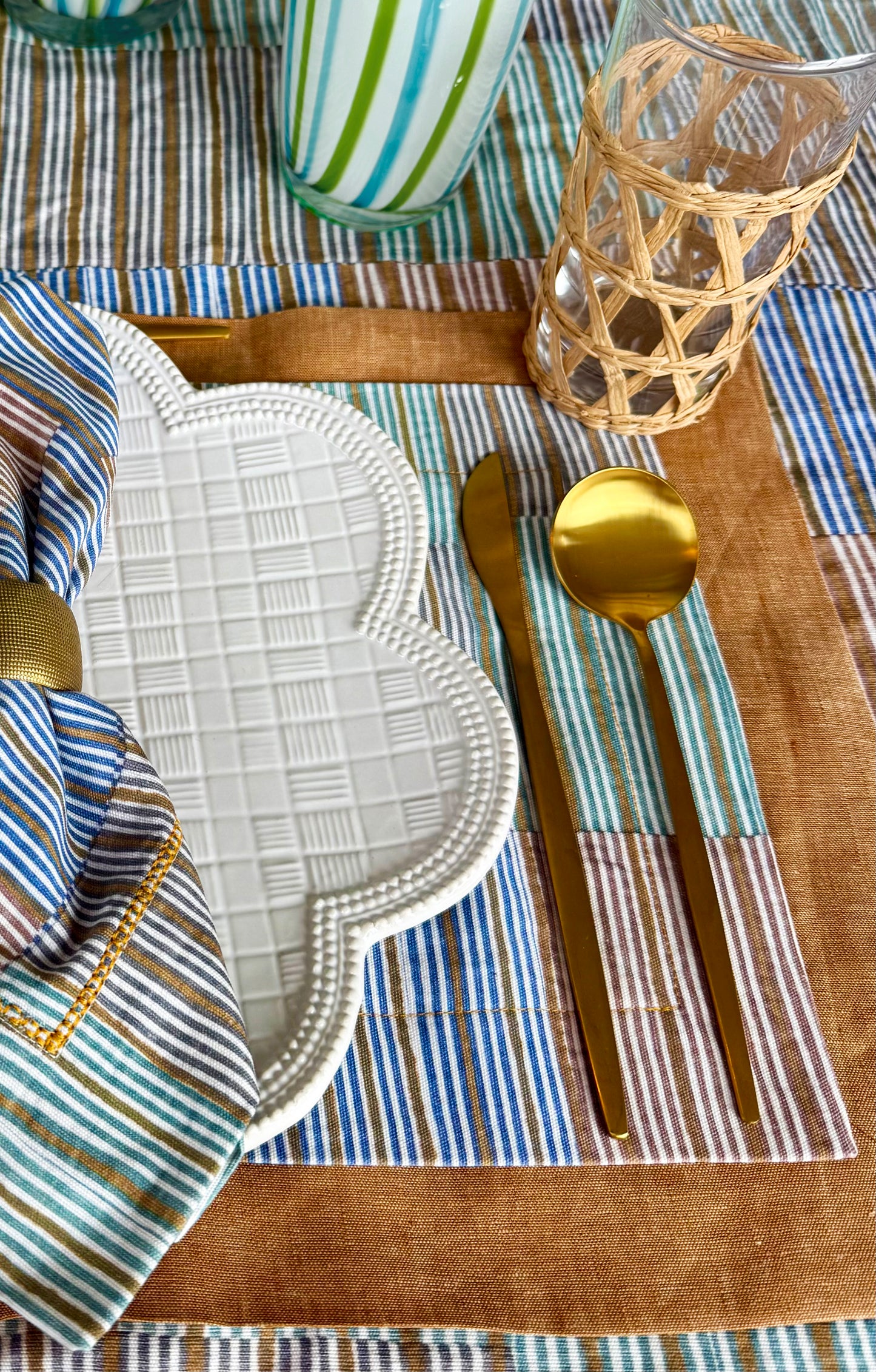 Patternier Ticking Stripe Hem-Stitch Napkin