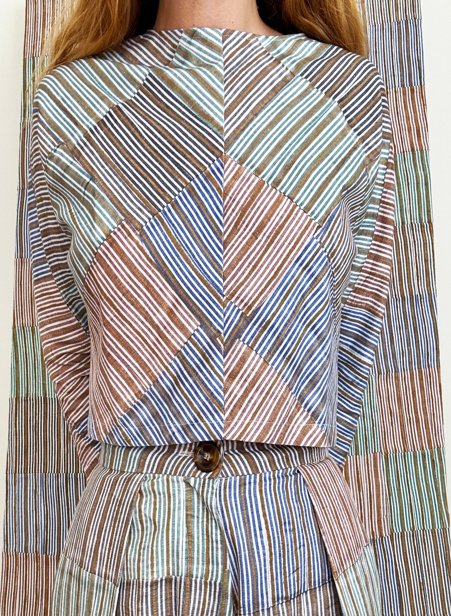 Patternier Ticking Stripe Dolman Sleeve Blouse