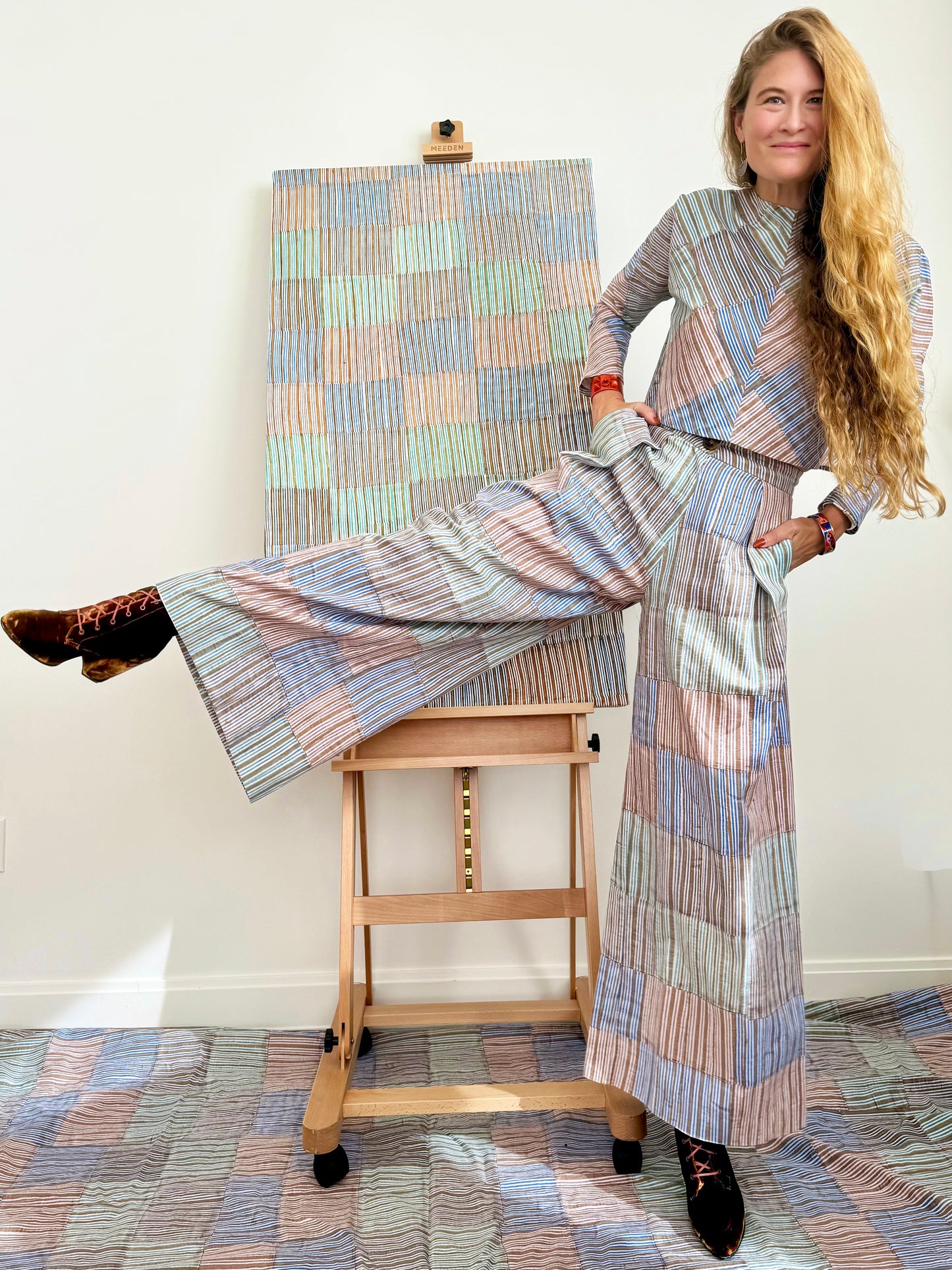 Patternier Ticking Stripe Dolman Sleeve Blouse