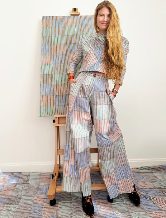 Patternier Ticking Stripe Pleated Pant