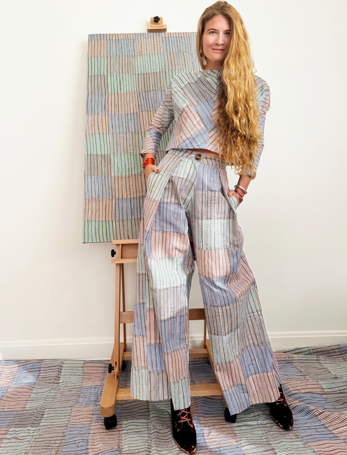 Patternier Ticking Stripe Dolman Sleeve Blouse