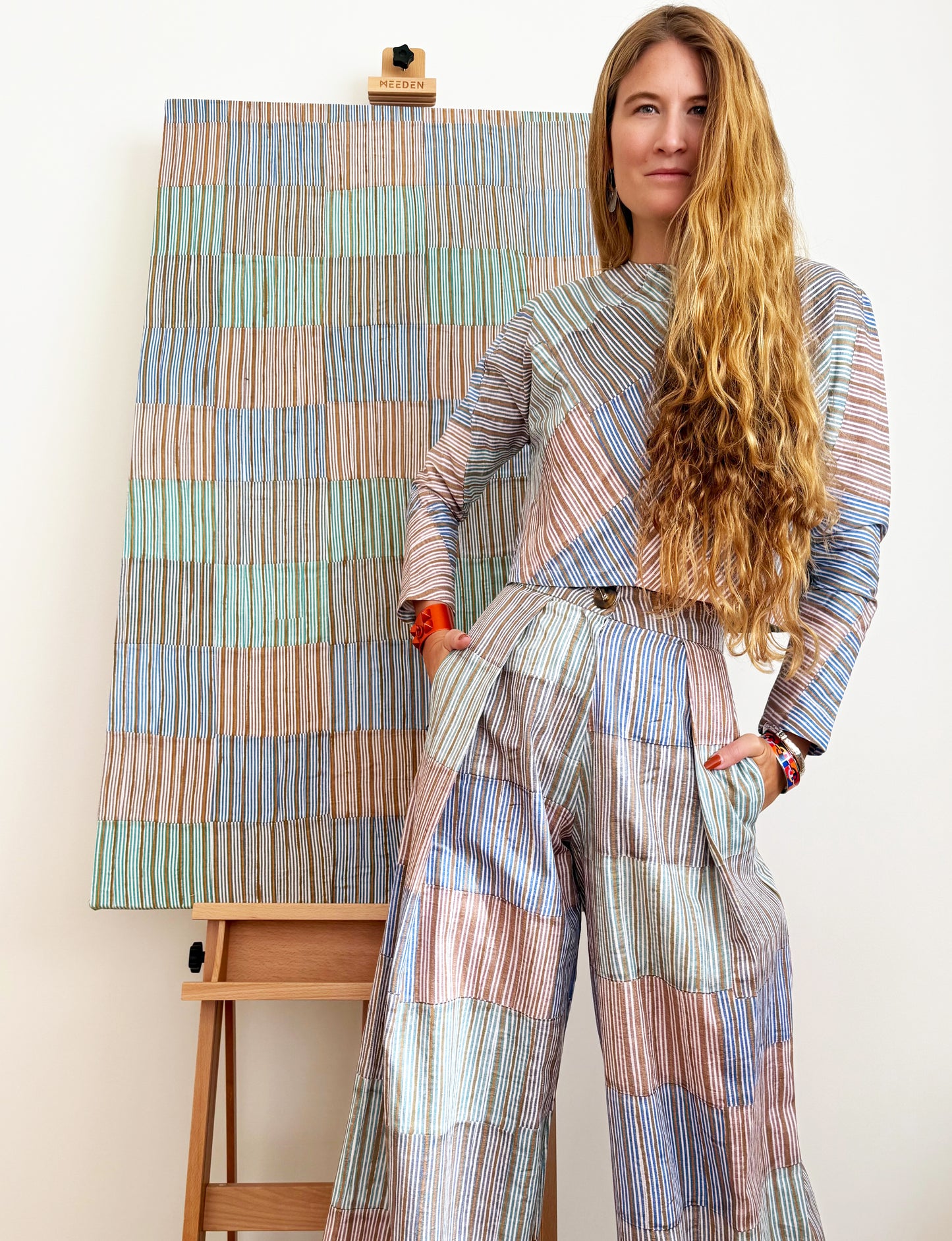 Patternier Ticking Stripe Pleated Pant