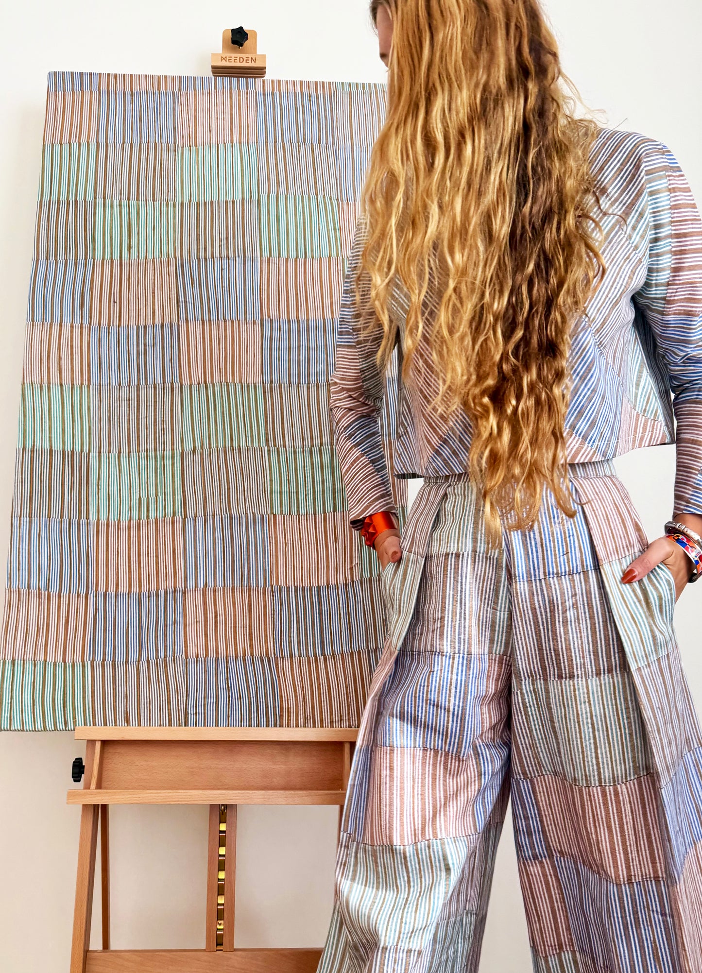 Patternier Ticking Stripe Dolman Sleeve Blouse