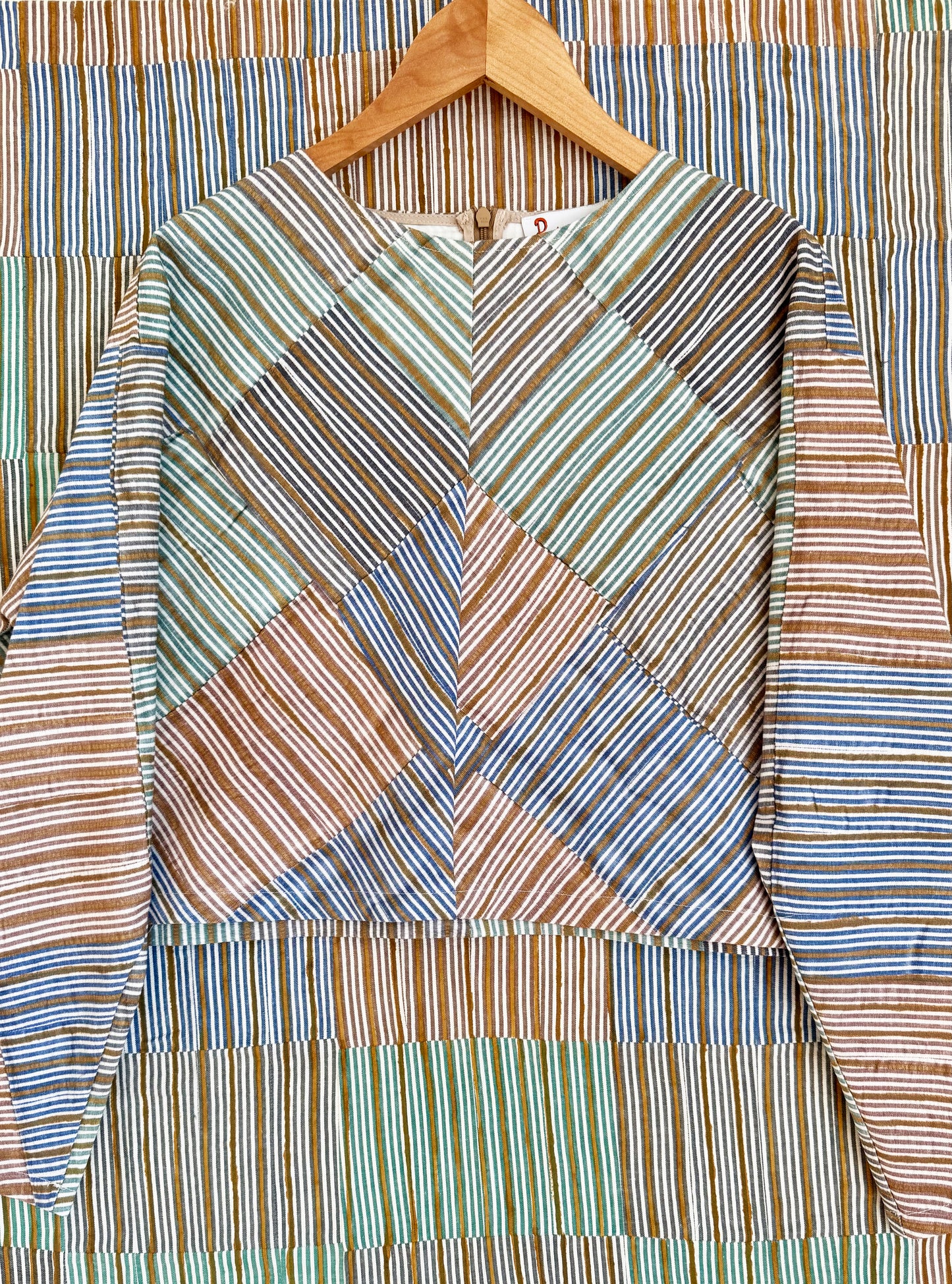 Patternier Ticking Stripe Dolman Sleeve Blouse