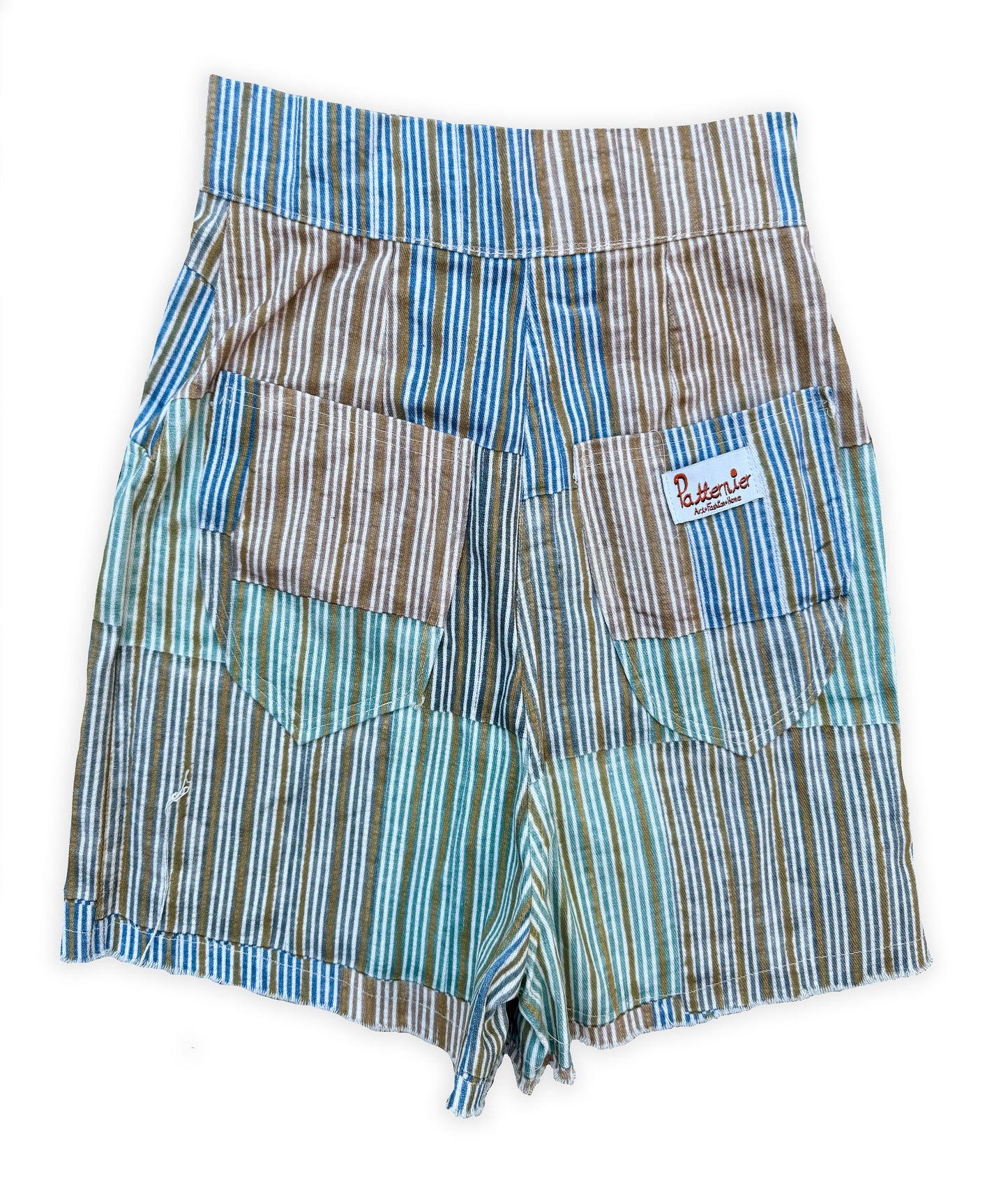Denim Patternier Jean Short in Ticking Stripe Pattern