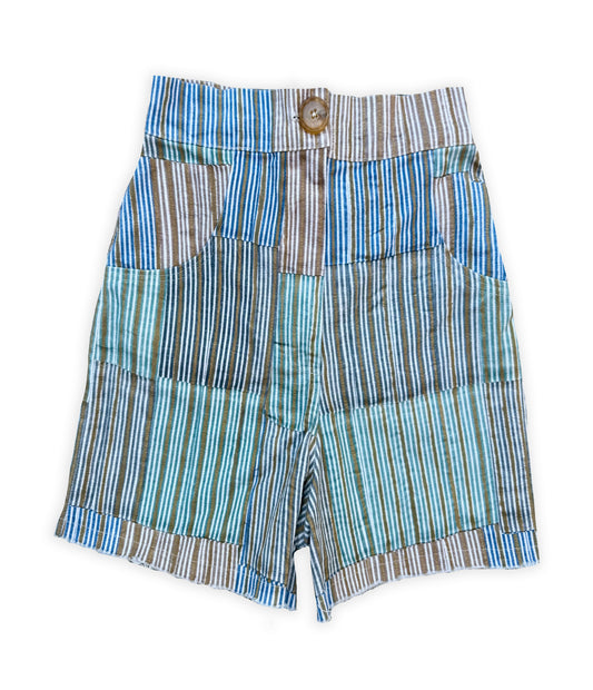 Denim Patternier Jean Short in Ticking Stripe Pattern