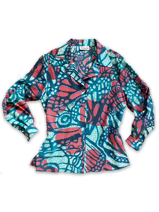 Surrealism in Flight 70's Button Down Blouse